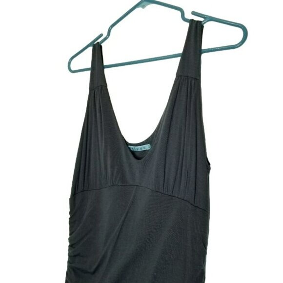 VELVET Flowy silk blend Midi Dress ruched sides Gray Size Medium EUC - Picture 7 of 13